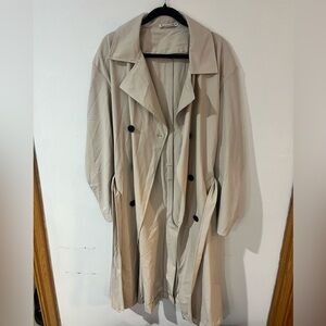 Zara XL Beige Trench Coat with Black Buttons